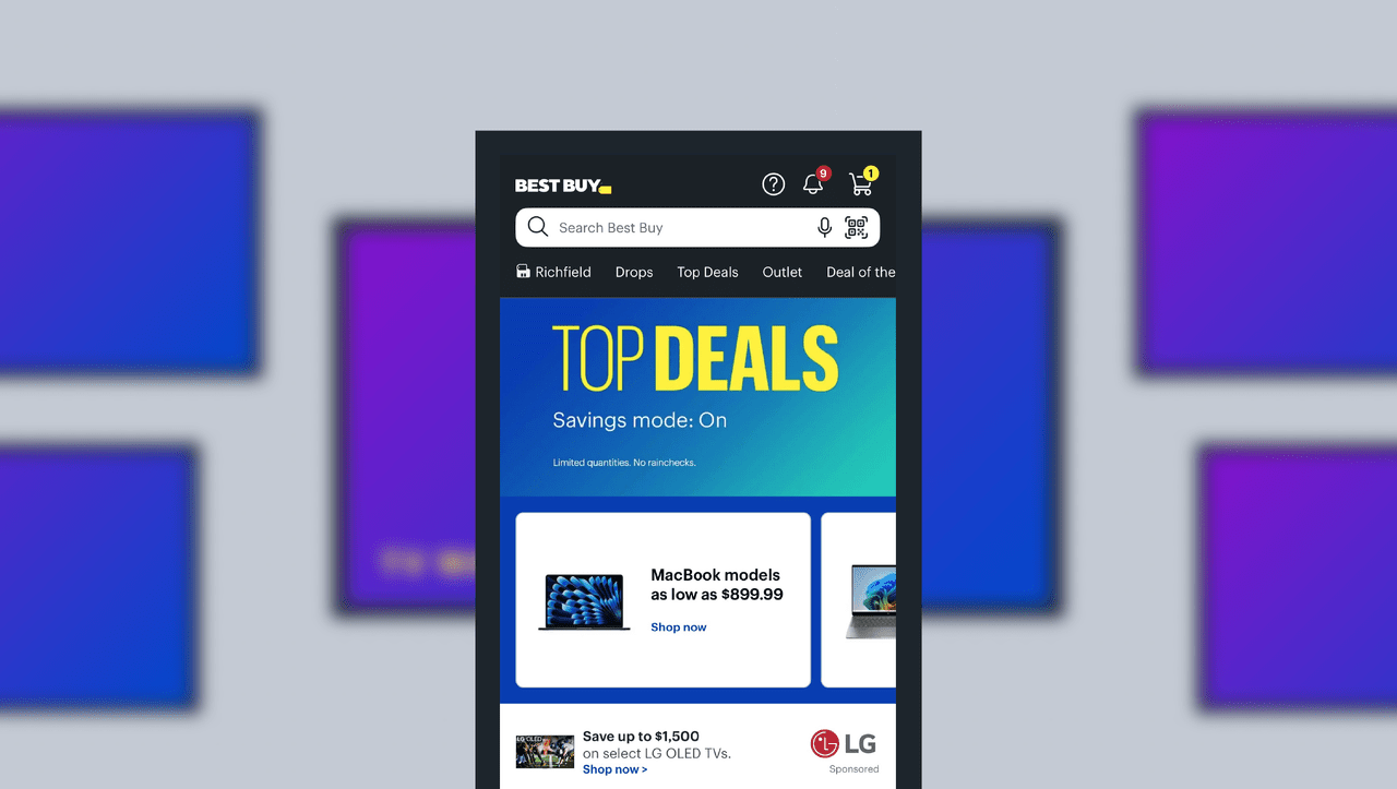 graphic depiction of second screens, highlighting an image of the Best Buy app