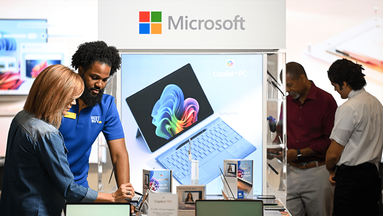 image of Microsoft products inside Best Buy stores