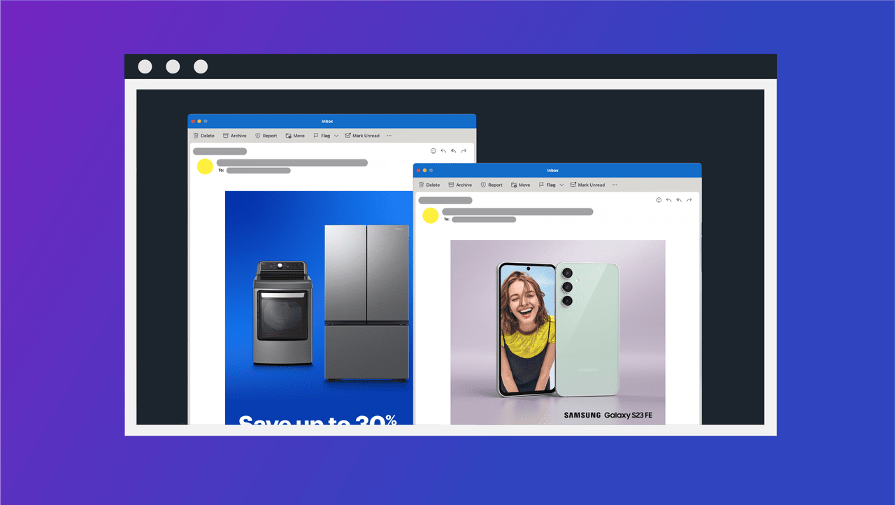 graphic with examples of Direct Ad emails