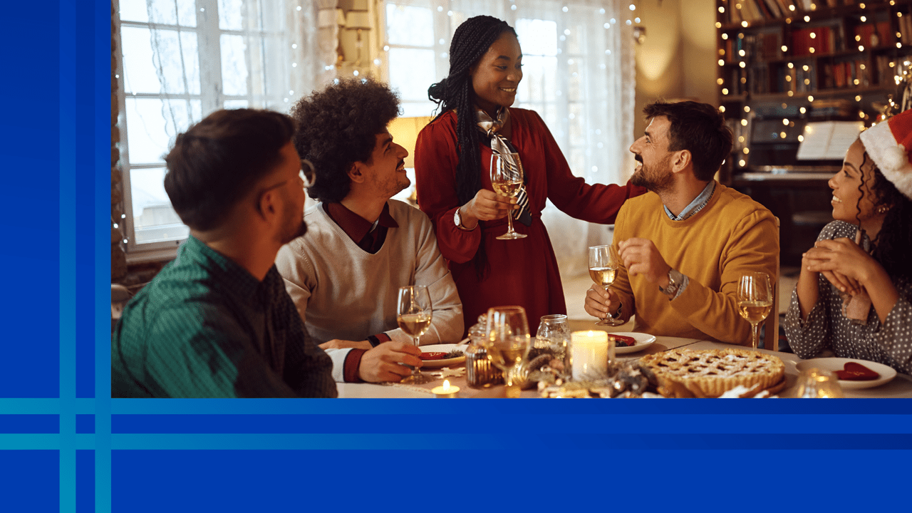 group of people having a holiday dinner