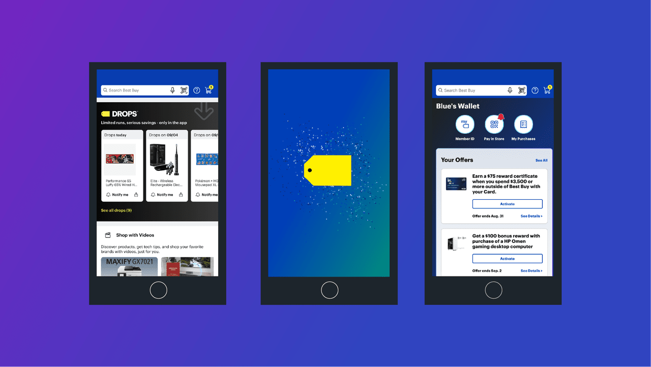 examples of the Best Buy mobile app interface