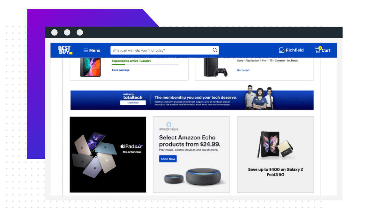 an example of high impact display ads on the Best Buy Homepage