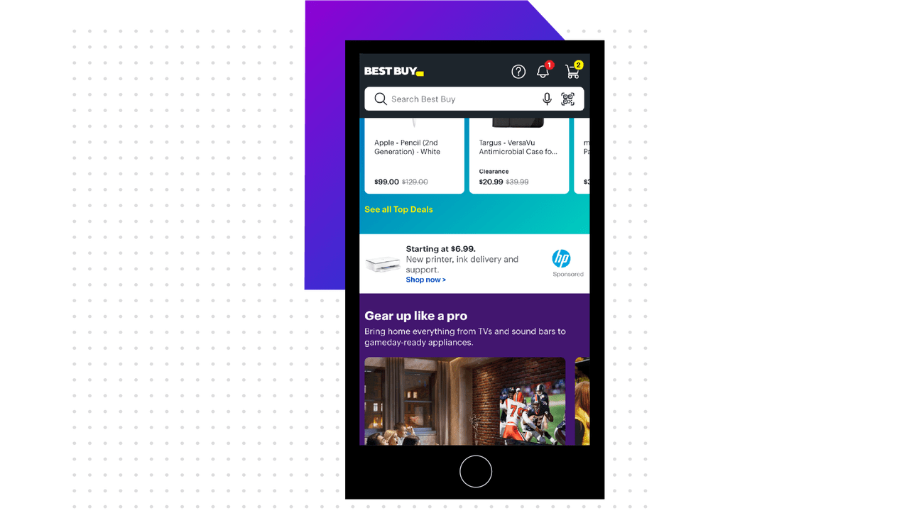 An example of onsite display ads within the Best Buy App homescreen