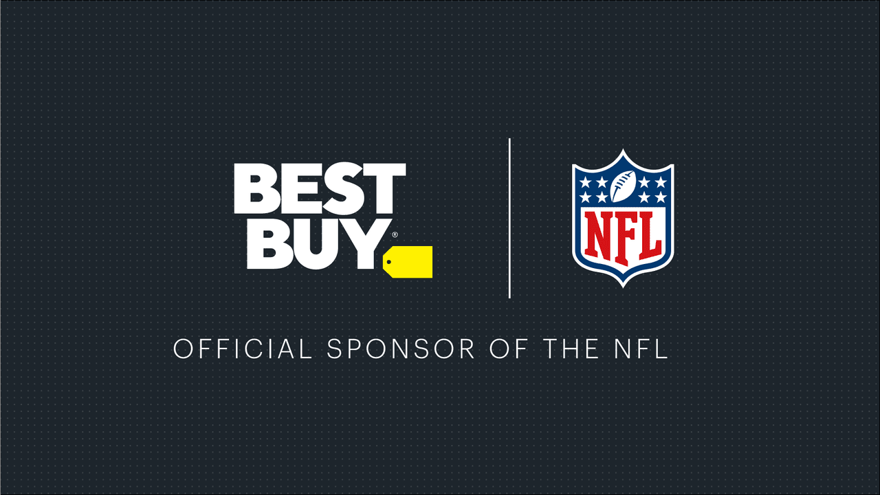 logo lockup of Best Buy and NFL, with text reading "official sponsor of the NFL" underneath